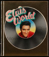 5h300 ELVIS WORLD hardcover book '87 illustrated biography w/some color images & gold foil covers!