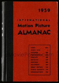 5h237 INTERNATIONAL MOTION PICTURE ALMANAC hardcover book '59 loaded with great information!
