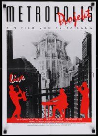5h029 METROPOLIS German 16x23 R00s Fritz Lang's classic movie accompanied by live music!
