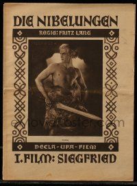 5h038 DIE NIBELUNGEN: SIEGFRIED German program '24 Fritz Lang, Paul Richter as Siegfried!