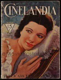 5h188 CINELANDIA magazine August 1934 art of beautiful Kay Francis by Howard Yacudo!