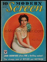 5h158 MODERN SCREEN magazine December 1933 cover artwork of beautiful seated Kay Francis!