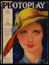 5h162 PHOTOPLAY magazine July 1932 great art of Kay Francis wearing hat by Earl Christy!