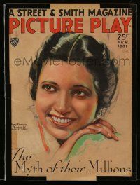 5h175 PICTURE PLAY magazine February 1931 art of beautiful smiling Kay Francis by Modest Stein!