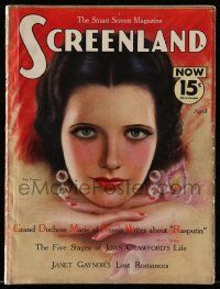 5h182 SCREENLAND magazine April 1933 great artwork of sexy Kay Francis by Charles Sheldon!