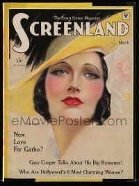 5h183 SCREENLAND magazine March 1934 great artwork of sexy Kay Francis by Charles Sheldon!