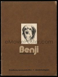 5h442 BENJI souvenir program book '74 Joe Camp, classic dog movie, wonderful images!
