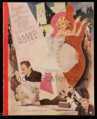 5h537 GRAND HOTEL souvenir program book '32 Garbo, John & Lionel Barrymore, Crawford, great art!