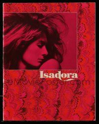 5h605 LOVES OF ISADORA souvenir program book '69 Vanessa Redgrave in the title role, James Fox