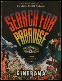5h675 SEARCH FOR PARADISE Cinerama souvenir program book '57 Lowell Thomas' Himalayan travels!