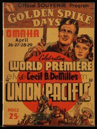 5h734 UNION PACIFIC world premiere souvenir program book '39 Cecil B. DeMille, Stanwyck, McCrea
