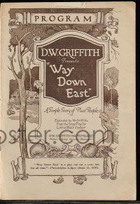 5h742 WAY DOWN EAST program '20 D.W. Griffith, Lillian Gish in a simple story of plain people!