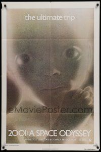 5j003 2001: A SPACE ODYSSEY 1sh R74 Stanley Kubrick, image of star child, thick border design!