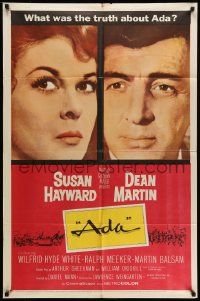 5j026 ADA 1sh '61 super close portraits of Susan Hayward & Dean Martin, what was the truth?