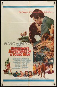 5j028 ADVENTURES OF A YOUNG MAN 1sh '62 Hemingway, headshots of all stars including Paul Newman!