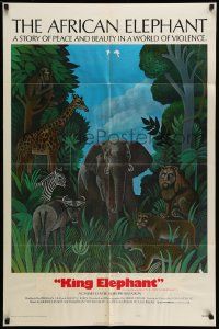 5j034 AFRICAN ELEPHANT style B 1sh '71 great artwork, get to know the jungle before they pave it!