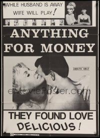 5j063 ANYTHING FOR MONEY 1sh '67 Joseph Sarno directed, while husband is away wife will play!