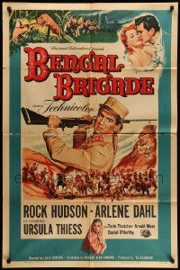 5j109 BENGAL BRIGADE 1sh '54 Rock Hudson & Arlene Dahl romancing and fighting in India!