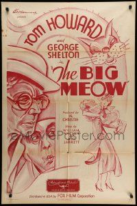 5j119 BIG MEOW 1sh '33 cool stone litho artwork of Tom Howard and George Shelton with feline!