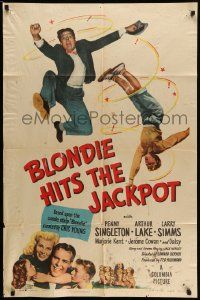 5j133 BLONDIE HITS THE JACKPOT 1sh '49 pretty Penny Singleton & Arthur Lake as Dagwood Bumstead!