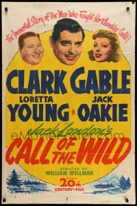 5j182 CALL OF THE WILD 1sh R43 Clark Gable, Loretta Young, Jack Oakie, from Jack London novel!