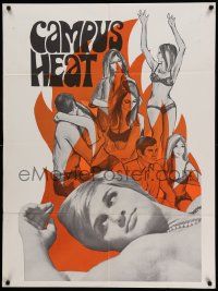 5j183 CAMPUS HEAT 1sh '69 cool fire art, Susan Kline, Mary Moore, Jean Marker, and Anne Baxter?
