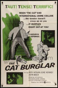 5j200 CAT BURGLAR 1sh '61 Jack Hogan, June Kenney, spy thriller action, a sizzler in espionage!