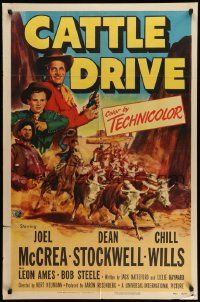 5j203 CATTLE DRIVE 1sh '51 Joel McCrea & Dean Stockwell in New Mexico!