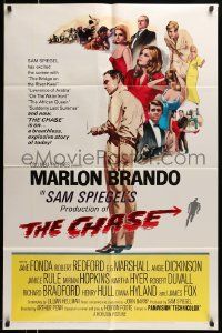 5j211 CHASE 1sh '66 Marlon Brando, Jane Fonda, Robert Redford, Arthur Penn