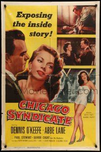 5j214 CHICAGO SYNDICATE 1sh '55 full-length sexy Abbe Lane, Dennis O'Keefe, the inside story!