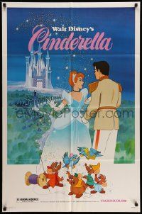 5j225 CINDERELLA 1sh R81 Walt Disney classic romantic cartoon, image of prince & mice!