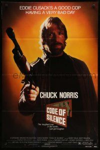 5j231 CODE OF SILENCE 1sh '85 Chuck Norris is a good cop having a very bad day!
