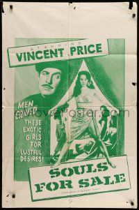 5j241 CONFESSIONS OF AN OPIUM EATER 1sh R60s Vincent Price, cool artwork, Souls for Sale!