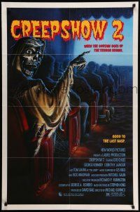 5j254 CREEPSHOW 2 1sh '87 Tom Savini, great Winters artwork of skeleton Creep in theater!