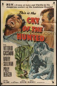 5j264 CRY OF THE HUNTED 1sh '53 Polly Bergen, Barry Sullivan, Vittorio Gassman!