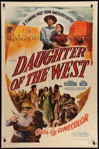 5j273 DAUGHTER OF THE WEST 1sh '49 Martha Vickers, Philip Reed, Donald Woods, western action!