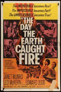 5j275 DAY THE EARTH CAUGHT FIRE 1sh '62 Val Guest sci-fi, most jolting events of tomorrow!