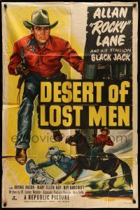5j293 DESERT OF LOST MEN 1sh '51 cowboy Allan Rocky Lane & his stallion Black Jack!