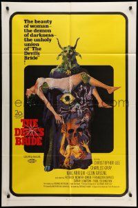 5j303 DEVIL'S BRIDE 1sh '68 wild art, the union of the beauty of woman and the demon of darkness!