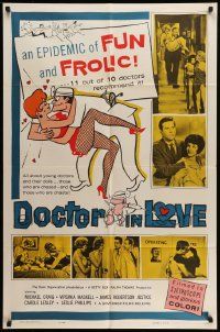5j316 DOCTOR IN LOVE 1sh '61 an epidemic of fun & frolic 11 out of 10 doctors recommend!