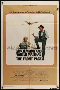 5j403 FRONT PAGE 1sh '75 art of Jack Lemmon & Walter Matthau, directed by Billy Wilder!