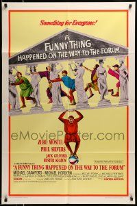 5j409 FUNNY THING HAPPENED ON THE WAY TO THE FORUM style A 1sh '66 wacky image of Zero Mostel & cast