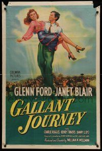 5j413 GALLANT JOURNEY 1sh '46 image of Glenn Ford carrying sexy Janet Blair + portraits!
