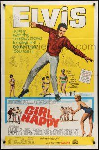 5j424 GIRL HAPPY 1sh '65 great image of Elvis Presley dancing, Shelley Fabares, rock & roll!