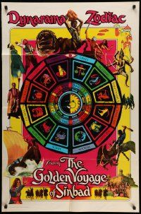 5j438 GOLDEN VOYAGE OF SINBAD teaser 1sh '73 Ray Harryhausen, cool different zodiac artwork!