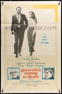 5j464 GUESS WHO'S COMING TO DINNER 1sh '67 Sidney Poitier, Spencer Tracy, Katharine Hepburn,Houghton
