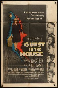 5j465 GUEST IN THE HOUSE 1sh '44 cool art and images of McDonald, Baxter, Ralph Bellamy!