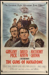 5j467 GUNS OF NAVARONE 1sh '61 Gregory Peck, David Niven & Anthony Quinn by Howard Terpning!