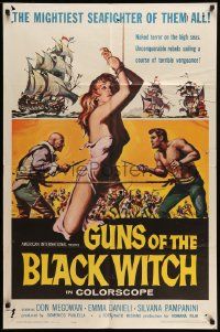 5j468 GUNS OF THE BLACK WITCH 1sh '61 super sexy art, unconquerable barbarians of the sea!