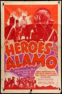 5j491 HEROES OF THE ALAMO 1sh '37 War of Independence, a spectacular epic of the birth of Texas!